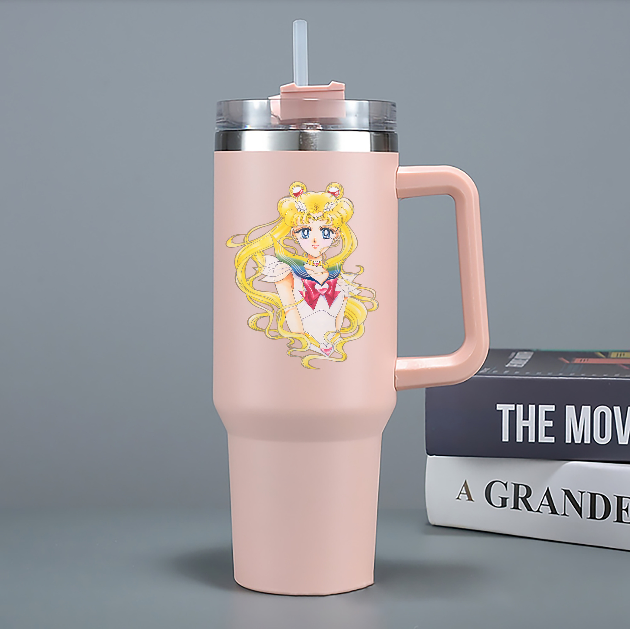 （画像用） 美少女戦士セーラームーン 月野 うさぎ つきの うさぎ Sailor Moon Tsukino Usagi 1200mL車用タンブラー - クリスタルステッカー（プラスチックストロー付き）